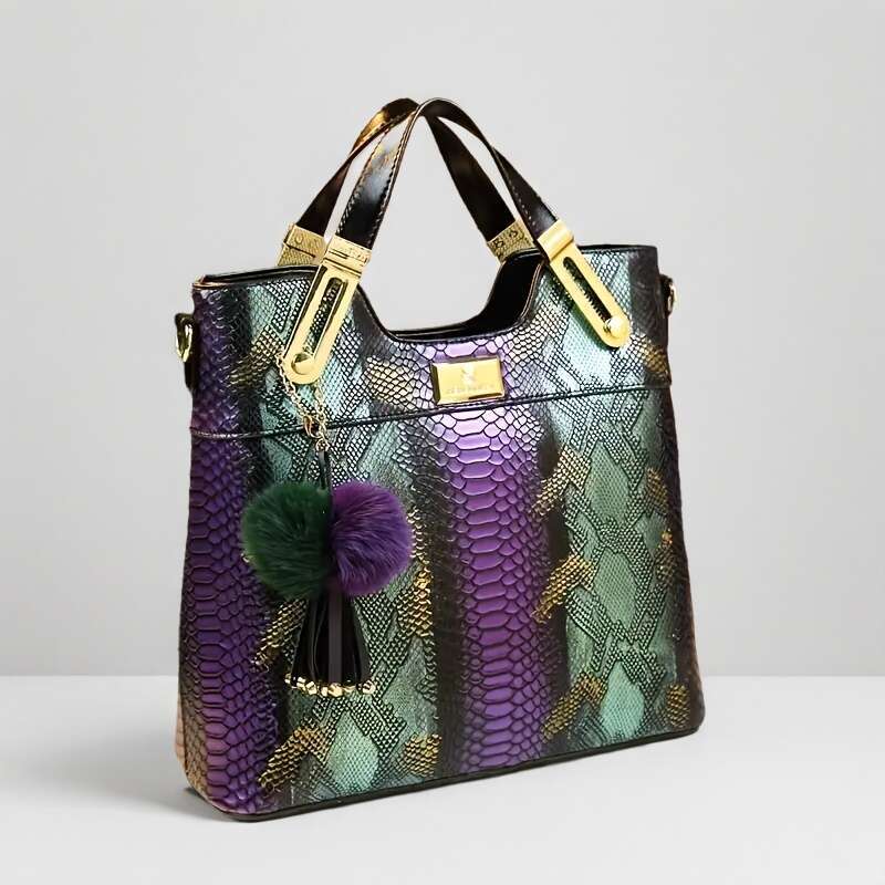 Crocodile Print Tote, Large Capacity Satchels, Women's Vintage Crossbody Shoulder Bags And Totes