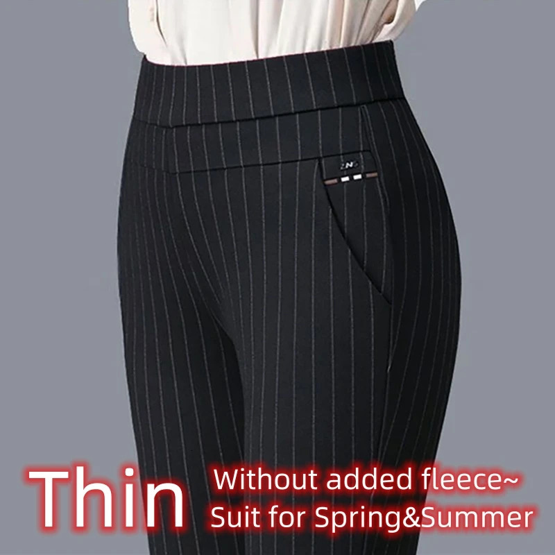 Autumn Winter Casual Elegant Office Slimming Solid Color Fleecing Thick Thin Womens Pants Elastic Waist Tight Pencil 251027