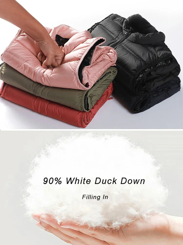 90White Duck Down Winter Couple Vest Sleeveless Puffer Jacket Graphene Liner Stand Collar Warm Down Gilet Coats Big Size 8XL 251020
