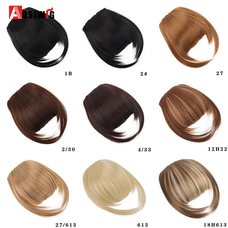 AOSI 6inch Synthetic Fake Blunt Air Bangs Clip In Hair Extensions Fake Fringe False Hairpiece For Women Clip In Bangs Fake Hair 251014
