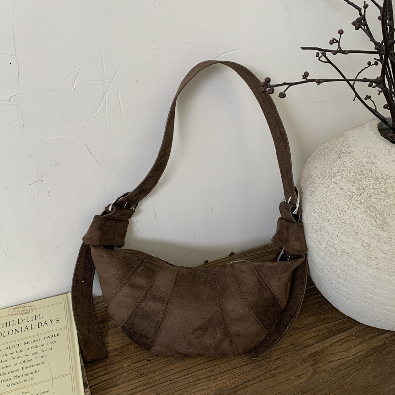 Free shipping designer bag Relaxed Suede Crossbody Bag for Women Large Capacity Horn Bag Versatile Fashion Commuter Shoulder Bag