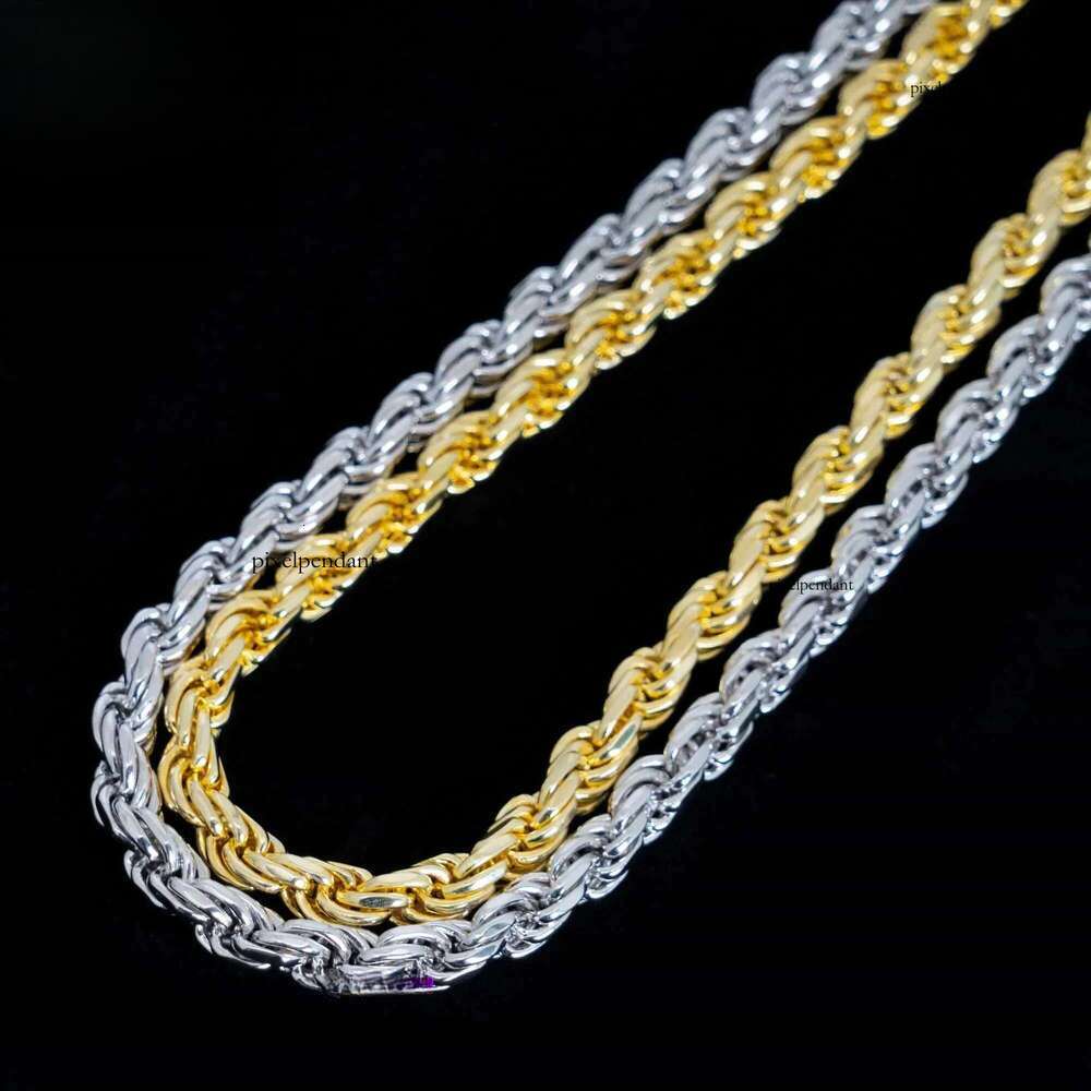 Ready to Ship 6mm Hip Hop Man Necklace Sterg Sier Iced Out Vvs1 Moissanite Dia Lock Gold Rope Chain