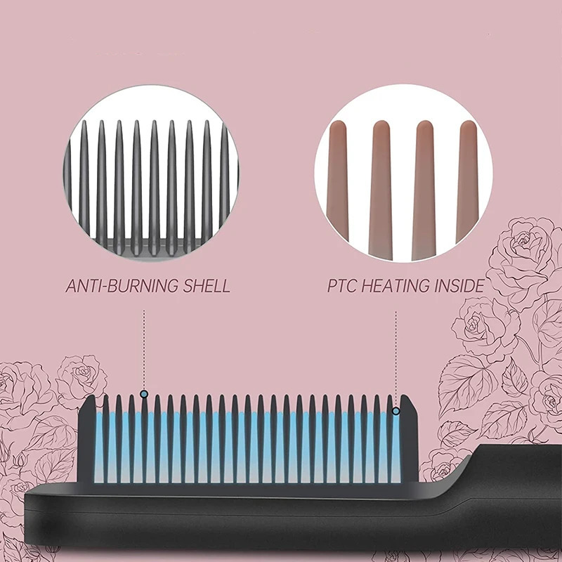 Hair Straightener Professional Ptc Quick Heated Electric Comb Hair Comb Personal Care Multifunctional Hairstyle Brush 251027