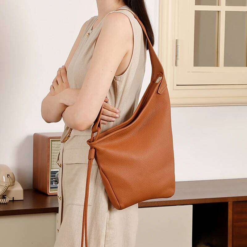 Burminsa Slouchy Genuine Leather Shoulder For Women New 2025 Designer Knotted Messenger Bags Hobo Ladies Handbags
