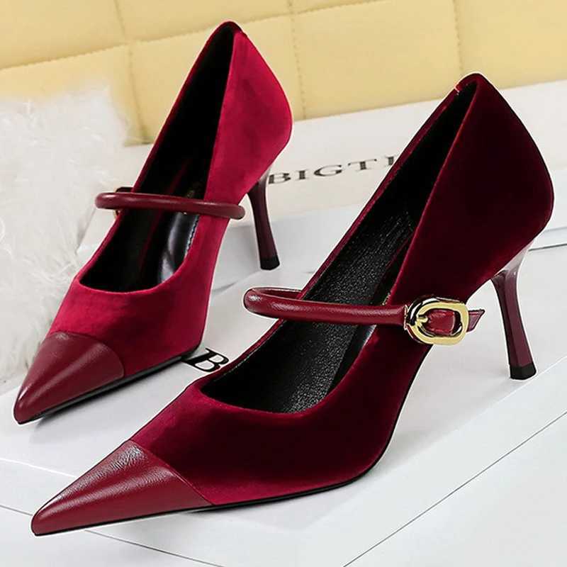 BIGTREE Shoes New Buckle Design Women Pumps Pointed Shoes High Heels Suede Stilettos Heels 7cm 10cm Ladies Shoes Large Size 43XJ251027