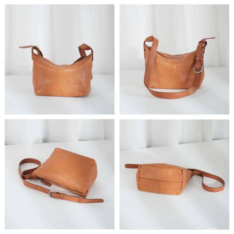 Retro Korean Style Genuine Leather Women's Simple Commuter Handbag Crossbody Shoulder Bag Hobos Shape Female Small Purses 251027