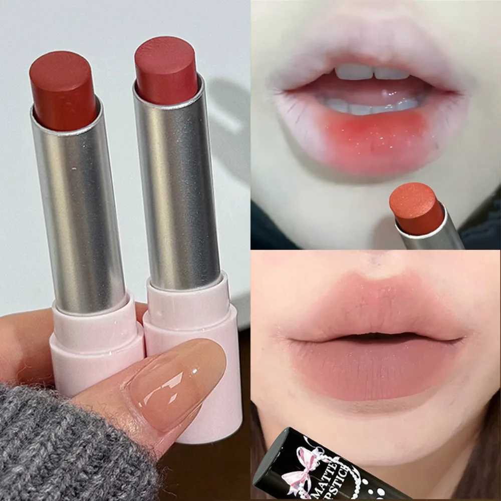 Cement Gray Brown Low Gloss Lipstick Waterproof Sweatproof Not Fade Lip Gloss With Fine Shine Tobacco Pink Lip Stick Makeup W251027