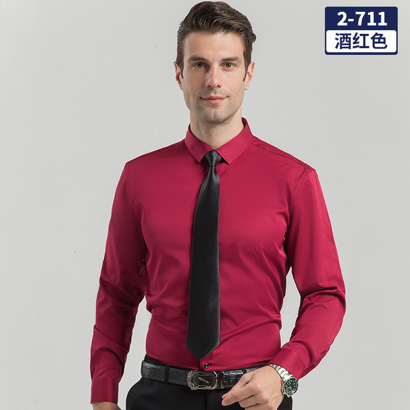 Business Commuting Gentleman Cardigan Long Sleeve Shirt Men Black Shirt Slim Fit Business Formal Solid Color Shirt