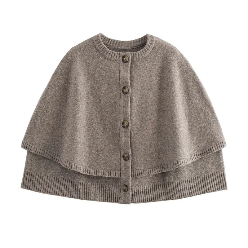 MUJER Knit Cape Cardigan for Women Shawl Winter Coats woman Cropped Coat Ponchos for Women Fashion Outerwear Cloaks of Woman 251029