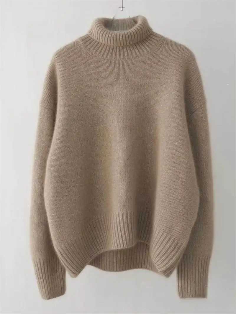 100 wool high neck sweater womens solid color long sleeved top autumn and winter fashionable knitted warm pullover sweaterT251027