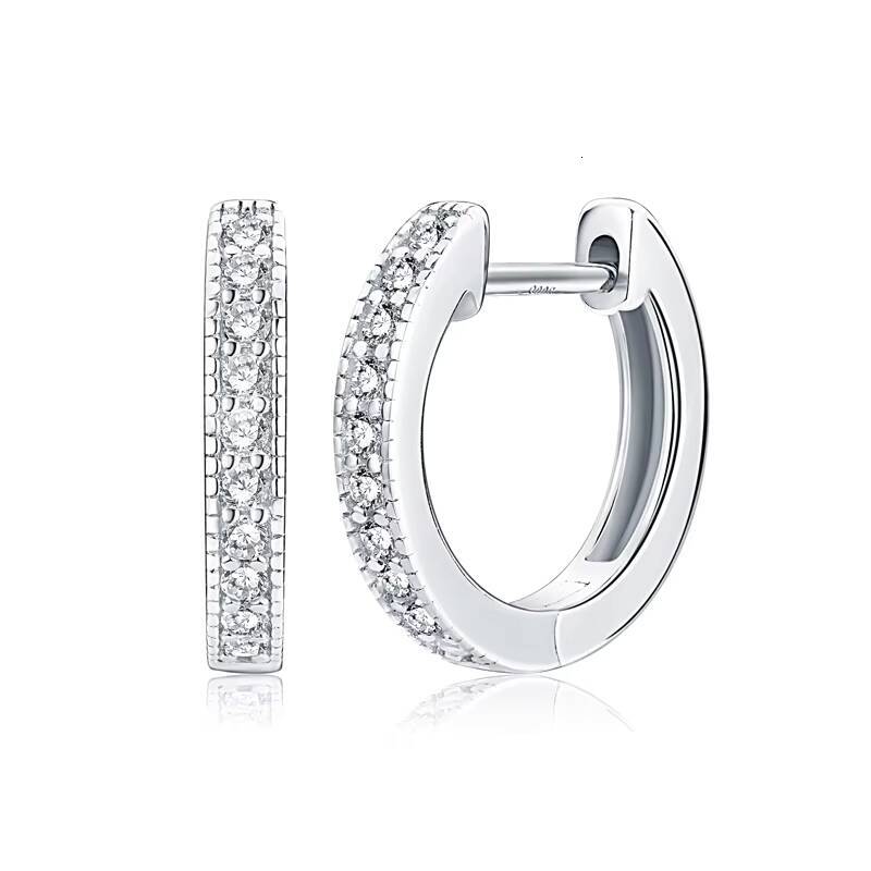 Fashion Luxury 925 Silver Round Cut 13mm 001CT Moissanite Single Row Hoop Huggie Earrings for Women
