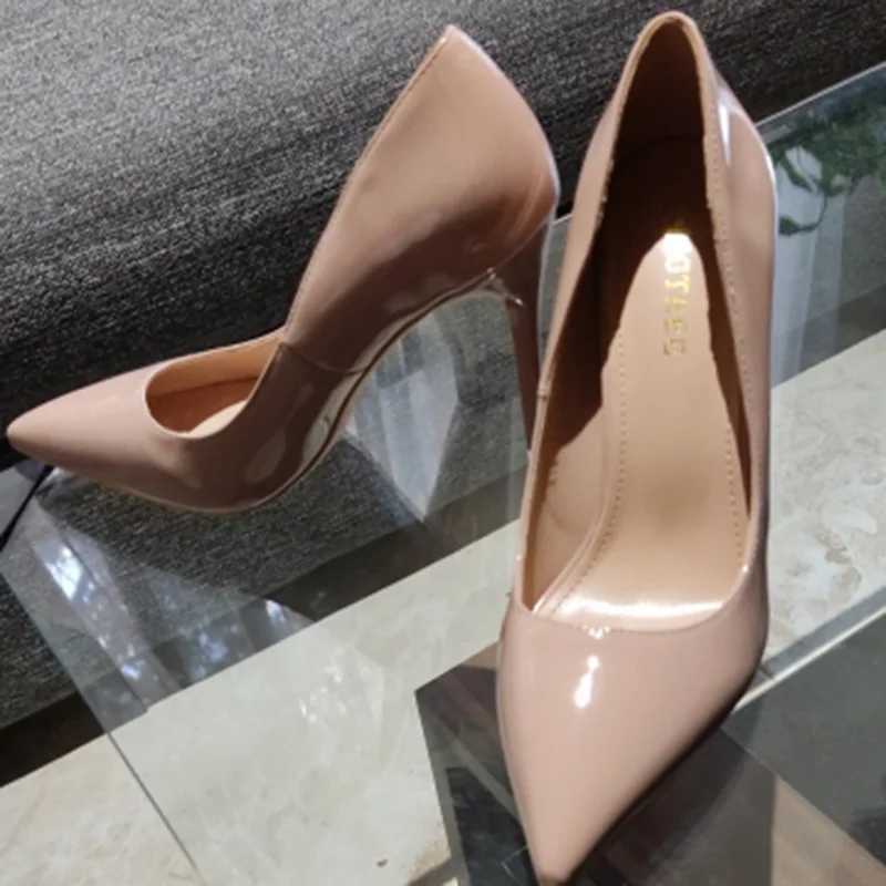 Women 75cm 105cm High Heels Wedding Bridal Classic Pumps Lady Scarpins Metallic Leather Low Heels Stiletto Nude Office ShoesXJ251027