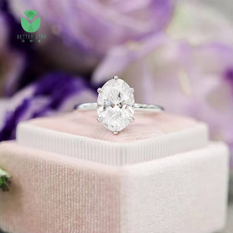 Luxury 14k 18k White Gold HPHT Lab Grown Diamond Ring CVD Lab Diamonds Engagement Ring Fine Jewelry Women Diamond Ring Factory