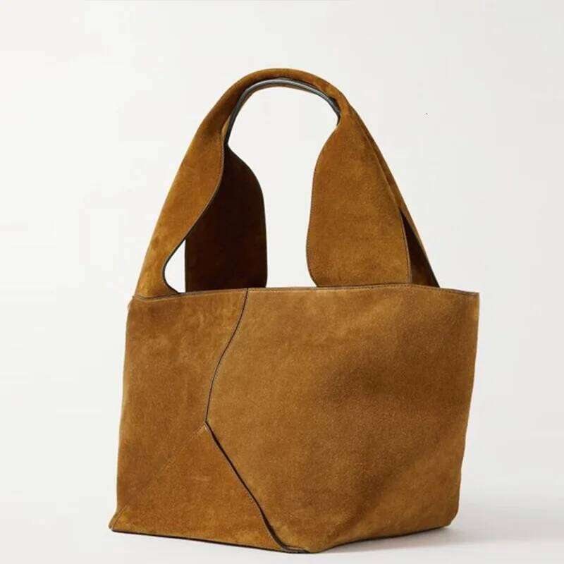 Women' Shoulder Fashion Brand High-End Suede Nubuck Leather Large-Capacity Tote Bag Commuter Versatile Bucket Handbag