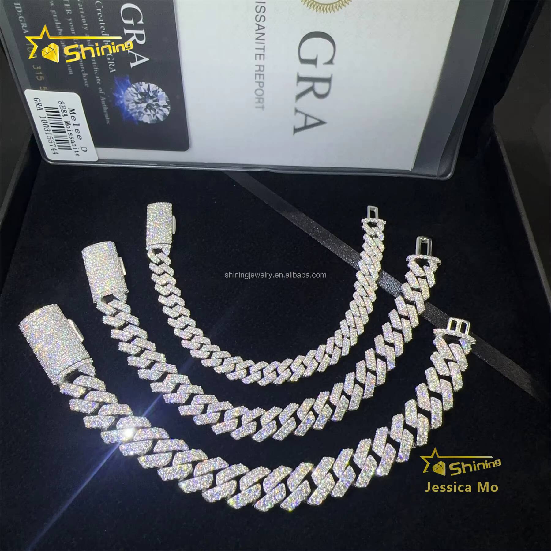 Hot Selling New Arrivals Hip Hop 8mm 10mm 12mm 2Rows Jewelry VVS1 Moissanite Diamond Iced Out S925 Silver Miami Cuban Bracelet