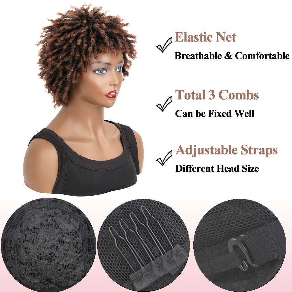 Faux Braid Wigs For Short Afro Locs Dreadlock Twist Braided Dreads Wig