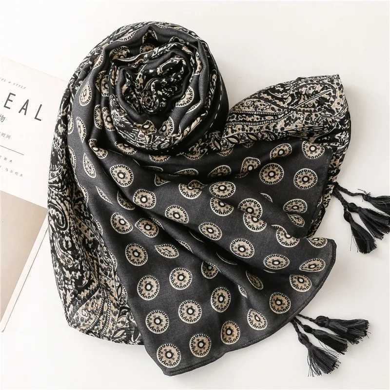 Soft Linen Cotton Scarf Shawls Wen Luxury Prium Foard Fme Long Spotted opard print Tassel Scarfs Scarves EcharpeW251027