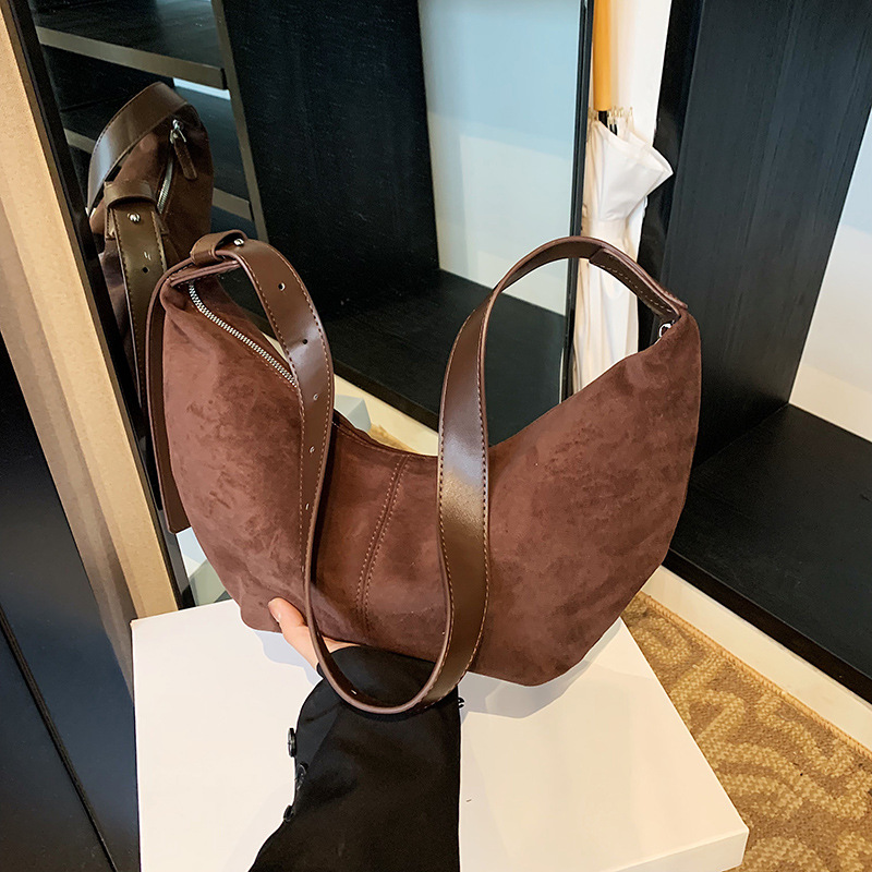 Chic Women's Double Strap Hobo Pouch in Soft Velvet Fabric | Versatile Design Ideal For All Seasons