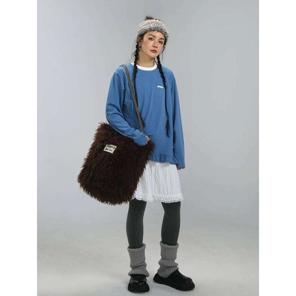 Designer Luxury Autumn Winter Fashion New Original Bucket Type Single Shoulder For Women Large Capacity Portable Plush S Bag Trendy