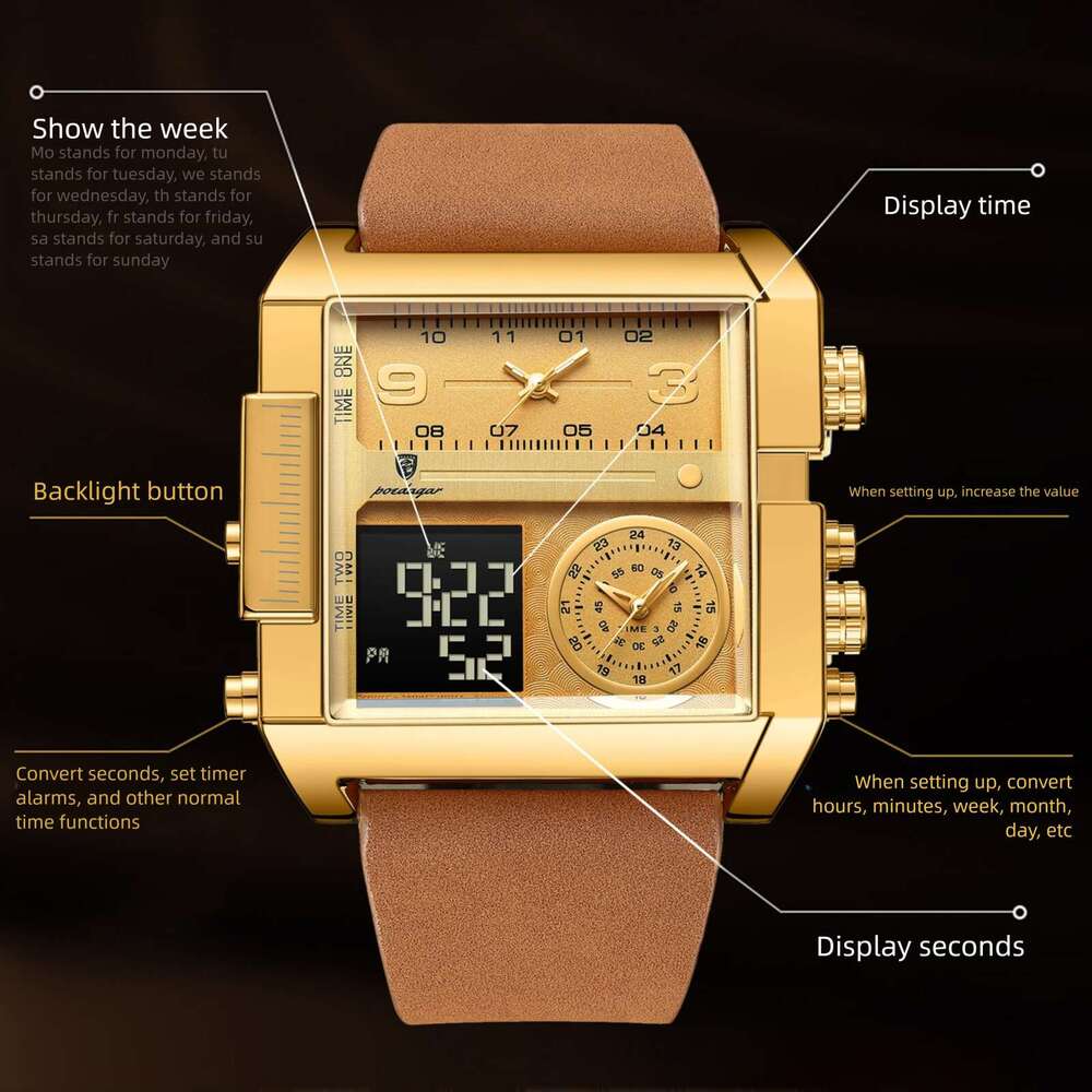 Swiss Brand New Men's Dual Display Electronic Quartz Watch Live