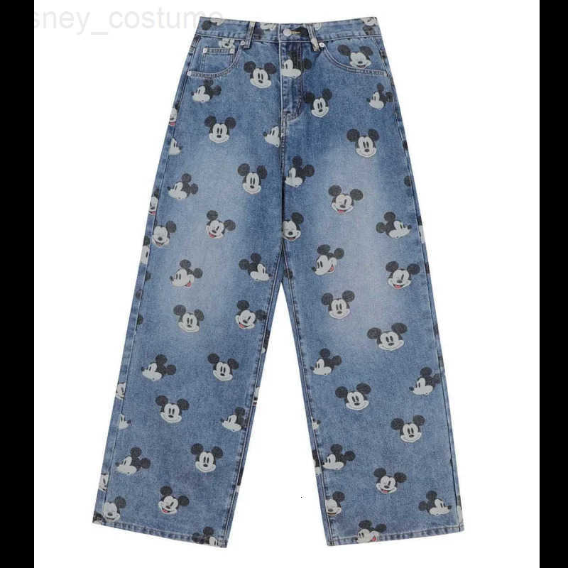 Disney Personality Mickey Womens New Cute Cartoon Print Pattern Fashionable and Versatile Casual Comfortable High Waist Jeans H251027