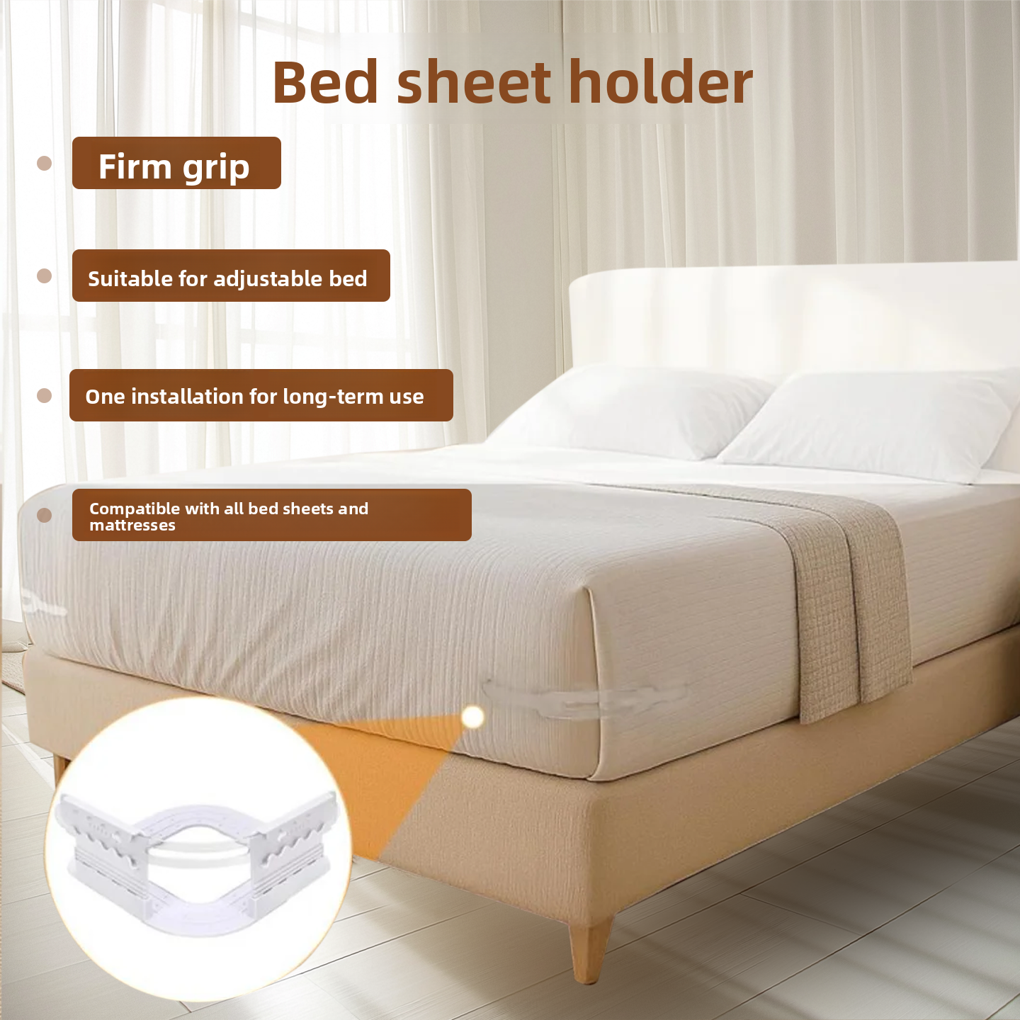 Premium Anti-Slip Bed Sheet Holders - Invisible Pinless Grips for Secure Fit Easy Installation & Sleek Design-S10