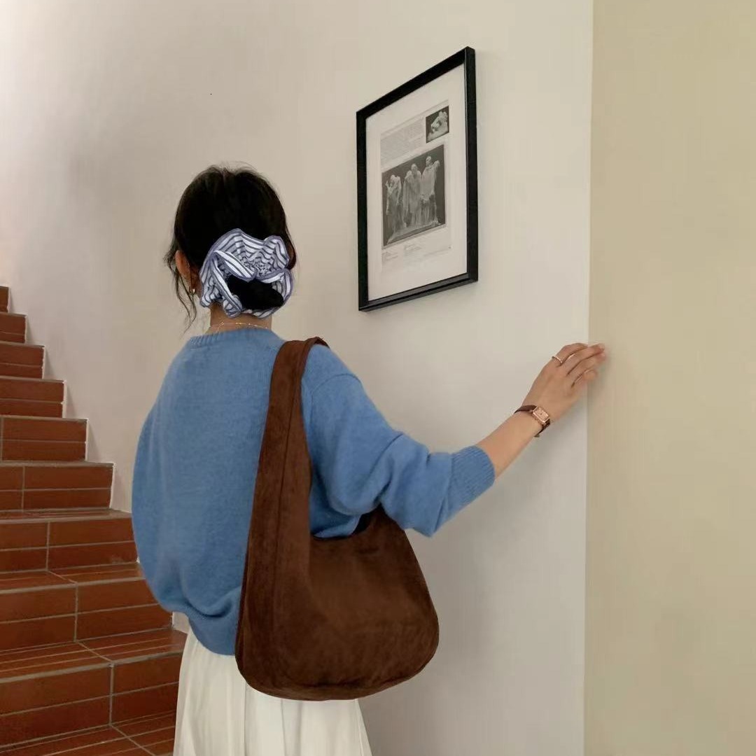 Autumn and Winter New Vintage Multi functional High end Suede Handbag Designer Fashion Women's Bag