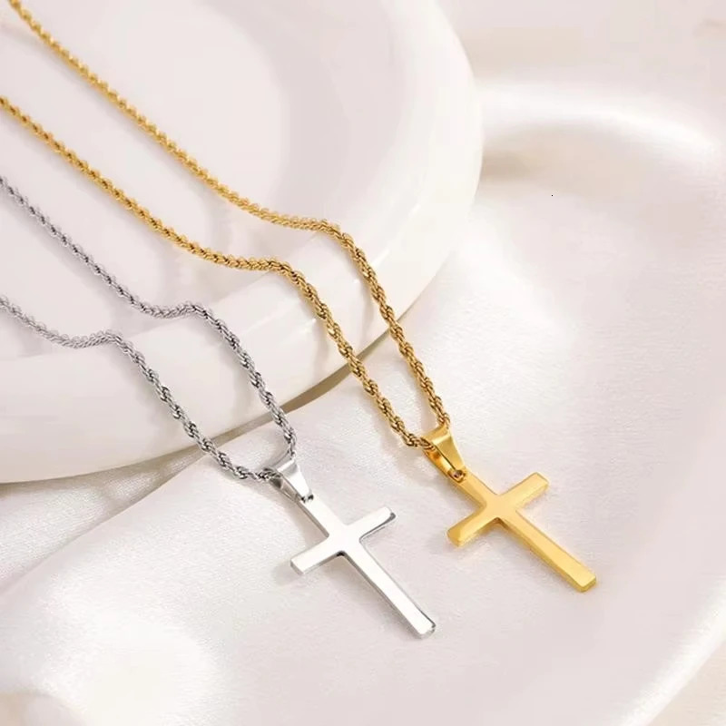 Mens and womens cross pendant necklace minimalist gold jewelry mens and womens necklace 251023