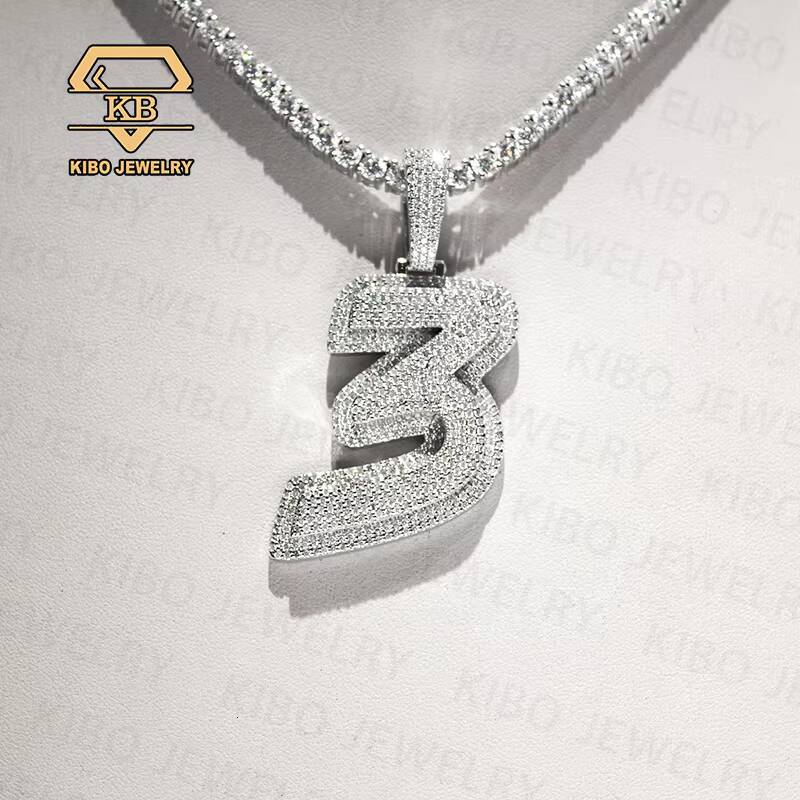 Custom Number 3 Pendant Iced Out Vvs Moissanite Name Letter Charm Men Hip Hop 925 Silver Chains Pendant