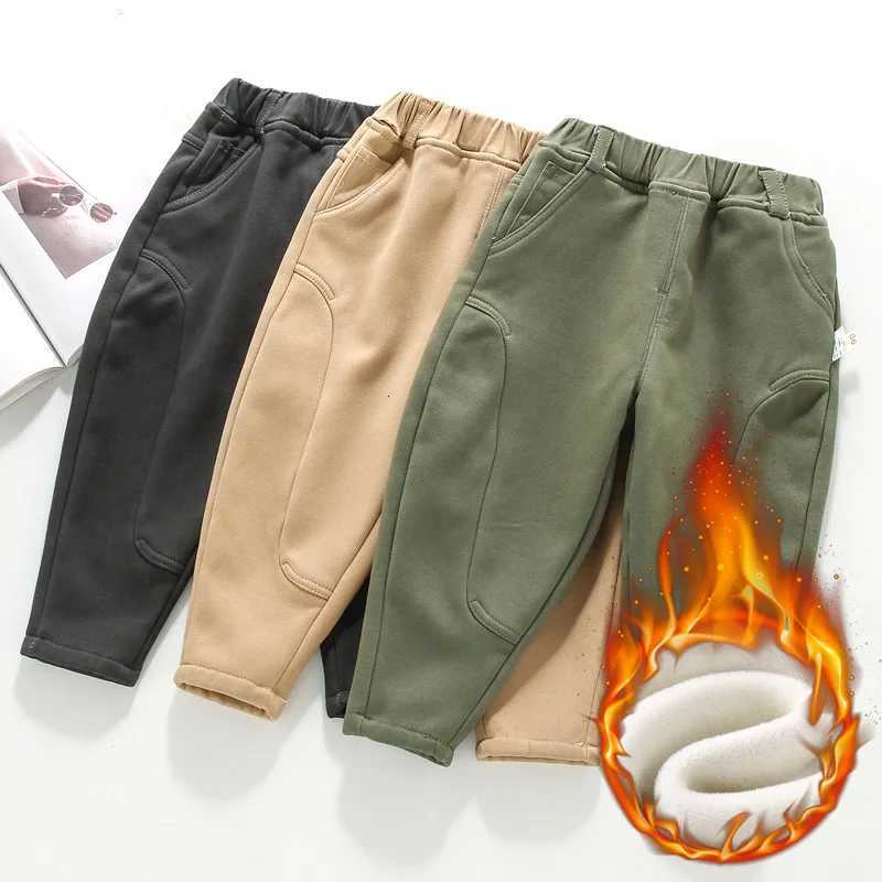 Autumn Winter Baby Boys Pants Splicing Solid Color Kids Baby Boys Pencil Pants Thick Elastic Waist Simple 16Y Boys TrousersT251027