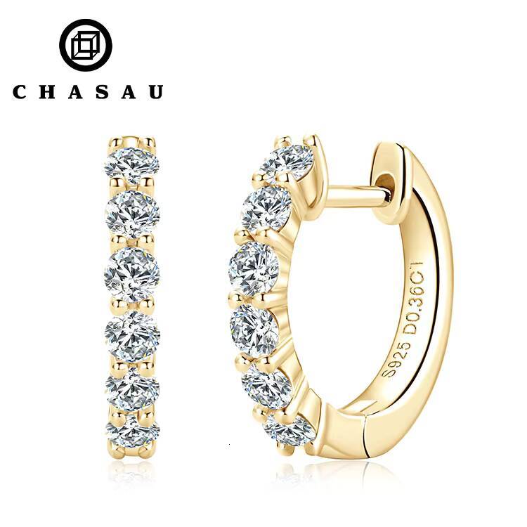 Sterling Silver 925 25mm 006CT Moissanite Sterling Silver Delicate Classic Huggie D Color Clip Earings for Women