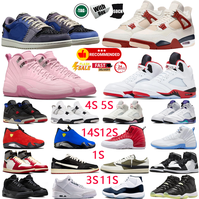 with box new designer Basketball Shoes 4s White Red Rare 5s Fire Red Black Pink Black 12s pink Melo 1s Zion Black 11s Black Barely 14s red with time top quality eur 36-47