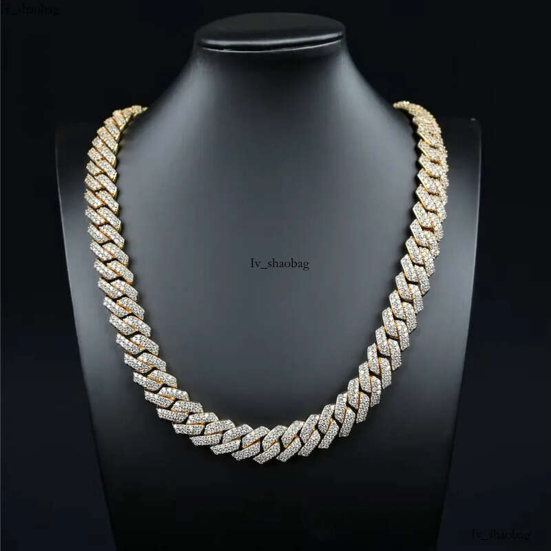 Factory wholesale new arrivals 18mm VVS Necklace Hot Sale Bling Moissanite Sterling Sier Cuban Link Chain Hip Hop Jewelry aaa