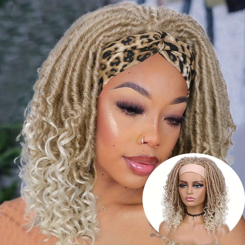Curly Wig Dreadlocks Synthetic Wig With Headband Design In Dark Brown, Black, Ginger Shades - Ideal African Hairstyles And Afro Curly Braiding Options
