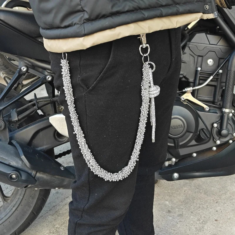 Original Rhinestone Knot Pendant Punk Pants Chain Fashionable Men And Women Ones Waist Light Accessories Hip Hop Jewelry 251023