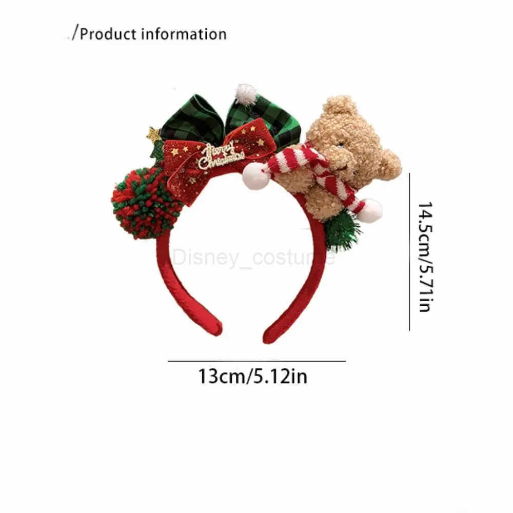 Disney Christmas Decoration Christmas Headband Santa Elk Hair Hoop Antlers Headband Reindeer Party Dress Up Plush Bow Red Hair Band Men H251027