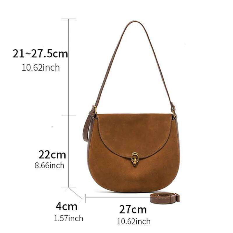 Designer Women's New Nubuck Cowhide Shoulder Saddle Bag High Quality Cow Leather Women Crossbody Bags Female Handbag