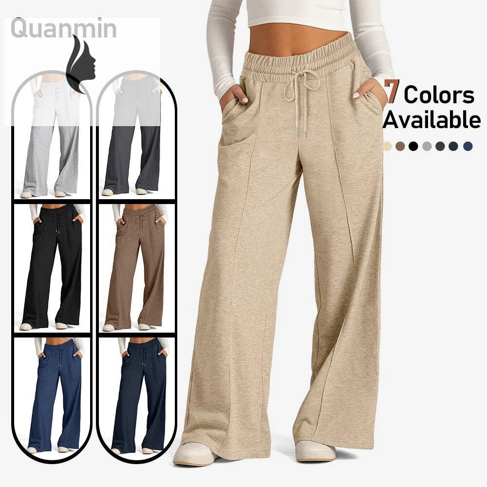 winter jacket women Autumn Winter European And American Women'S Drawstring Solid Color Waist Cinching Fashionable Wide Leg Casual Pants