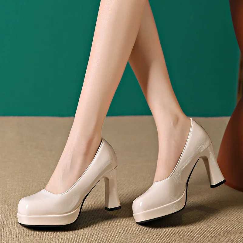 Women Pumps Fi Classic Patent Leather High Heels Shoes Round Toe Paltform Wedding Dress Shoes Plus Size 3544 Heels WomenXJ251027