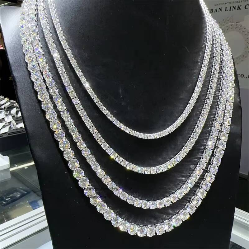 Drop Shipping GRA Certificated Sterling Silver Tennis Bracelet 2mm 3mm 4mm 5mm 65mm Vvs Moissanite Tennis Chain Necklace