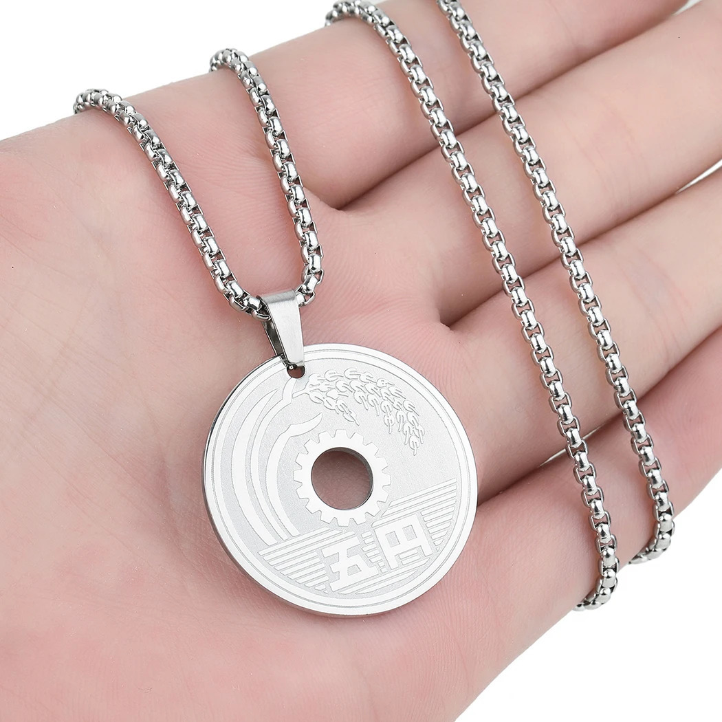 CHENGXUN Lucky Japanese Coin Necklace Mens Womens 5 Yen Coin Pendant Necklace Vintage Stainless Steel Good Luck Jewelry Gift 251020