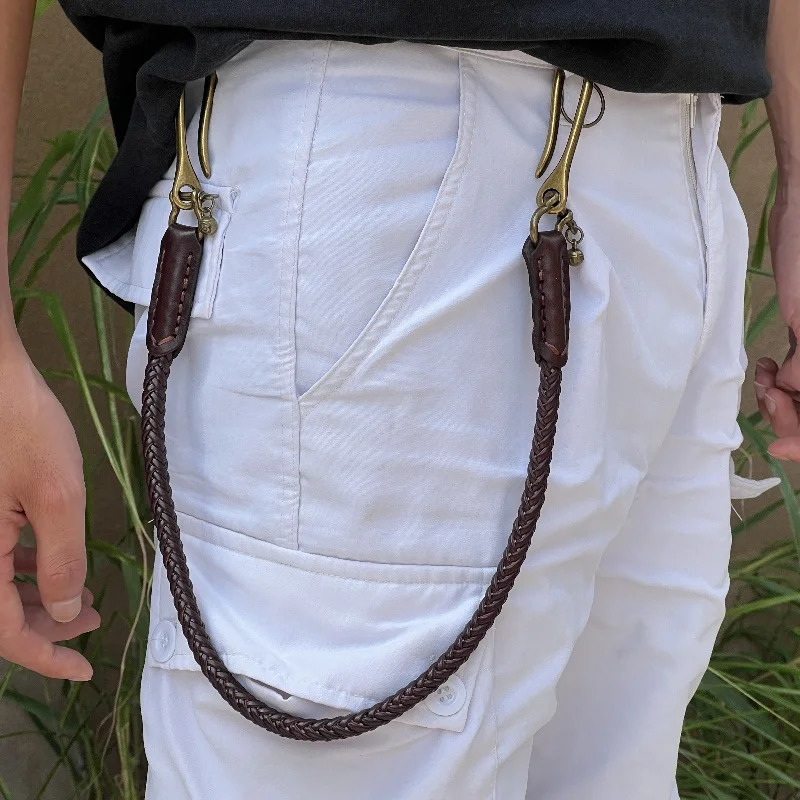 Classic Punk Style Genuine Leather Biker Keychain Jeans Chain Handmade Wallet Chain Waist Chain Mens Rock Clothing Accessories 251023