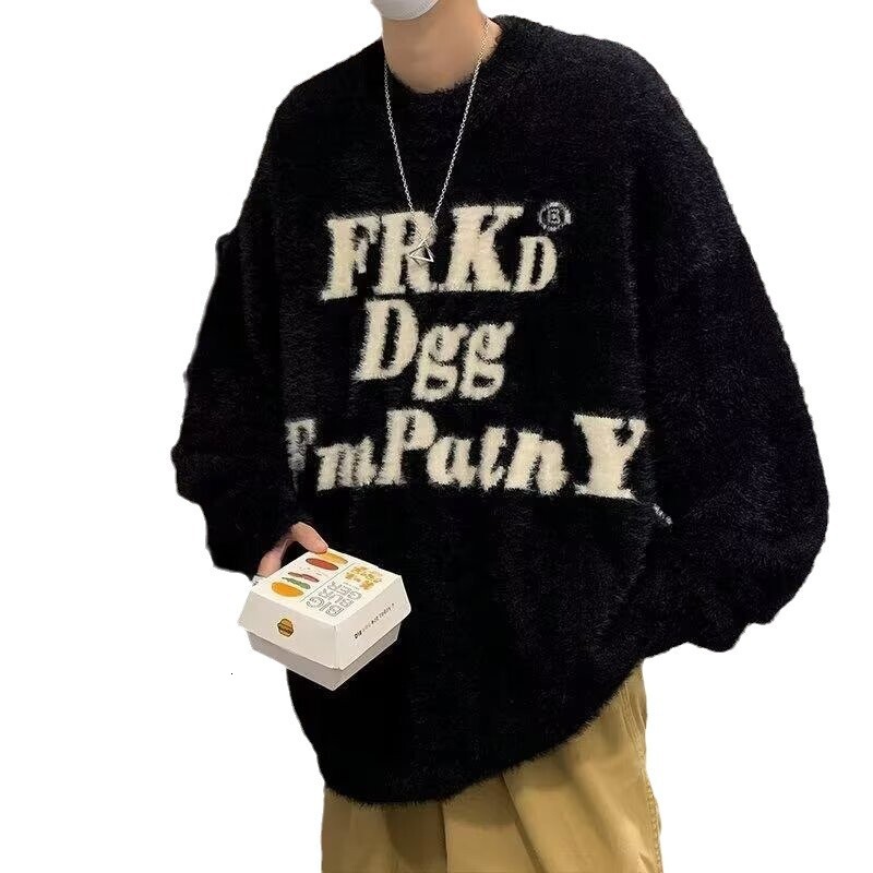 National Trend American Style Letter Print Mink Velvet Sweater Designer Sweater For Men Thickened High Street Couple Soft Knitted Top For Autumn And W