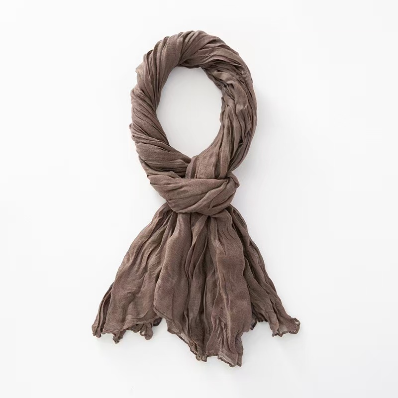 T2178 summer new style solid color gradient cotton monochrome wide chiffon scarf