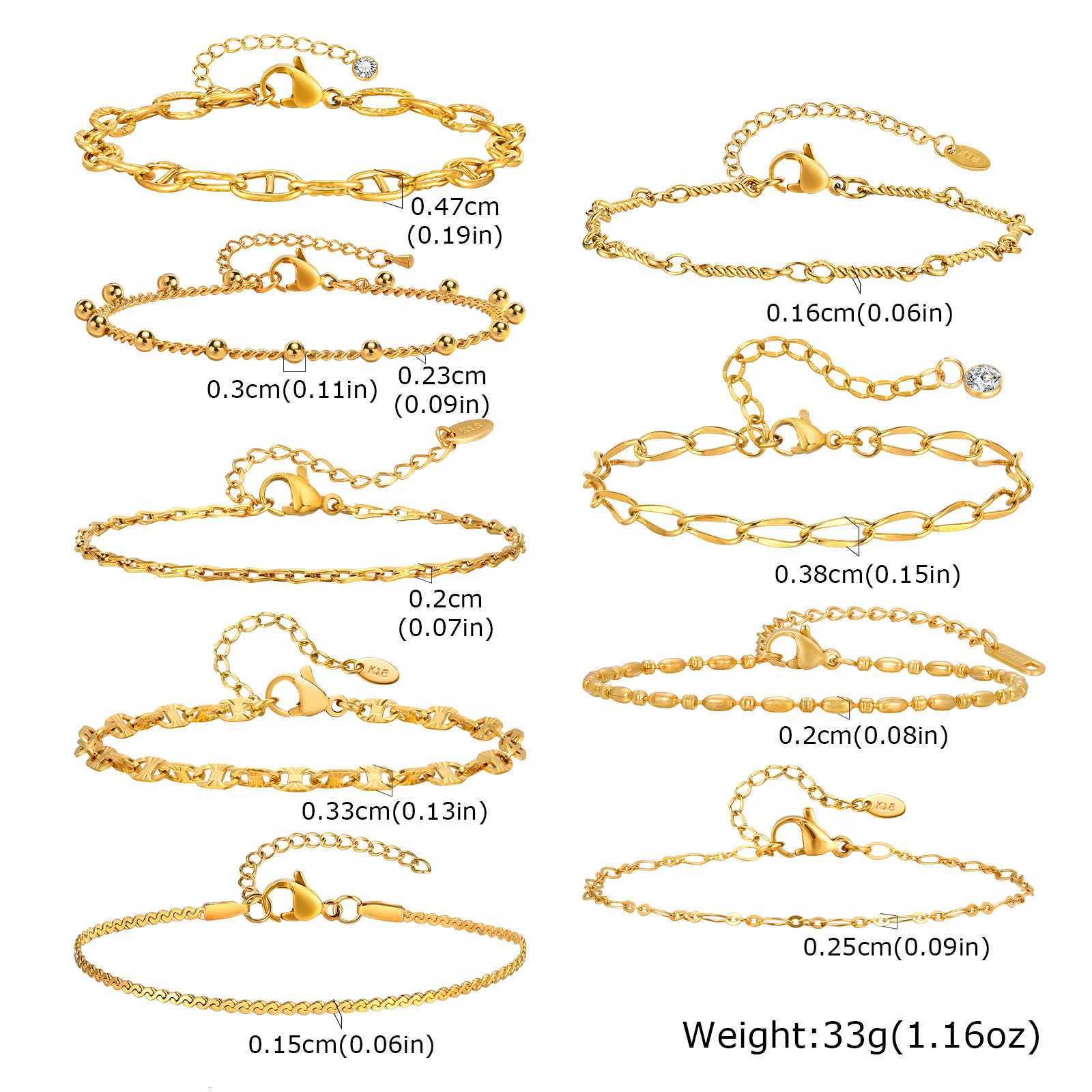 Gold Plated Link Bracet for Wen Stainss Steel Stackab Chain Wristband Adjustab Waterproof JewelryW251027