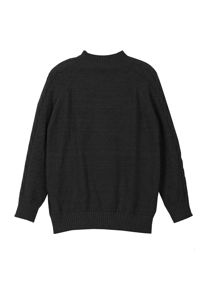 plus Size High Neck Ribbed Pullover Sweater Stranded Knit Long Sleeve Casual Solid for Autumn And Winter 251027