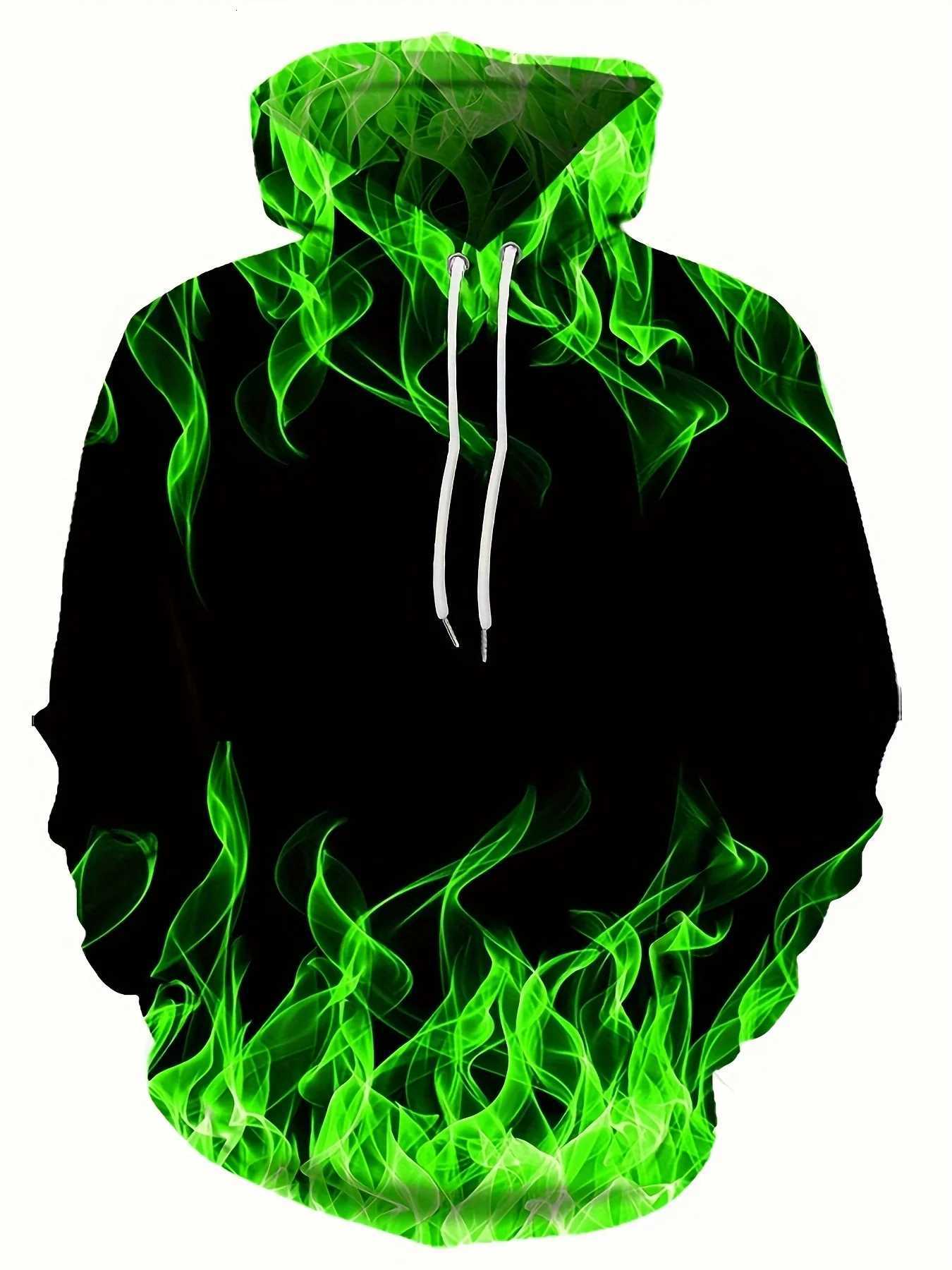 2024 Creative Flame 3D Print Hoodie Cool Hoodies MensSpring Autumn Pullover Hooded SweatshirtOversized Harajuku Y2k Clothes W251027