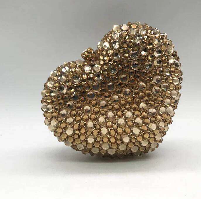 Women Blue Heart Shape Rhinestones Evening Clutch Bags Elegant Small With Crystals New Ladies Day Clutches Purse