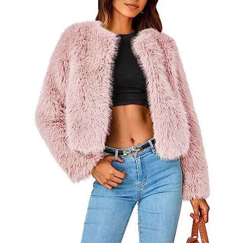 Fur Faux Sleeve Long Jacket Short Pocket Warm Coat Autumn Winter Clothing