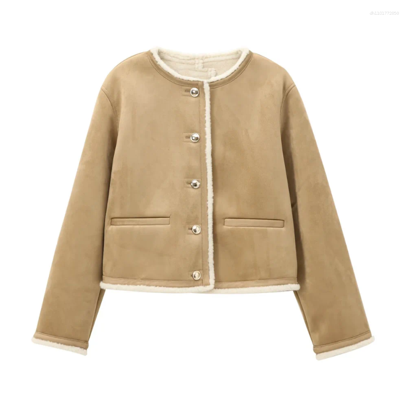 Women's Jackets Autumn Xiaoxiangfeng Mingyuan Style Gold Button Decoration Double Sided Long Sleeved Jacket Coat